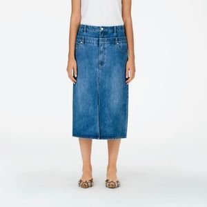 Tibi Classic Wash Double Waisted Denim Skirt • 30